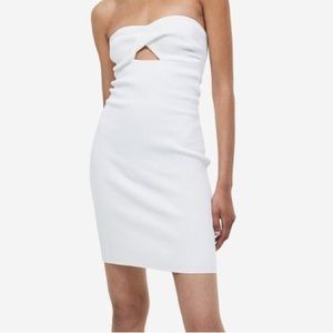 twist detail rib knit bandeau dress